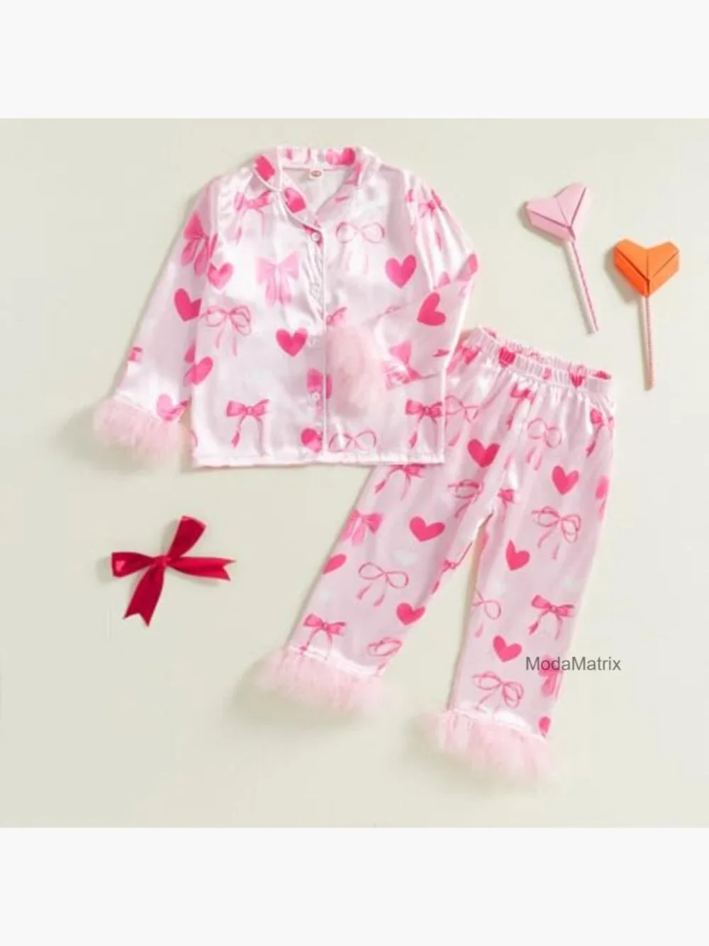 Toddler Girls' Satin Pajama Set - 2 Piece Long Sleeve Button Down Top & Pants